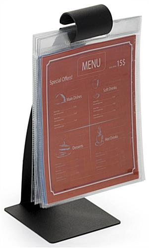 Flip Pocket Menu Stand with 4" Wide Base 5 x 7" Vinyl Sleeves on Flip Pocket Menu Stand