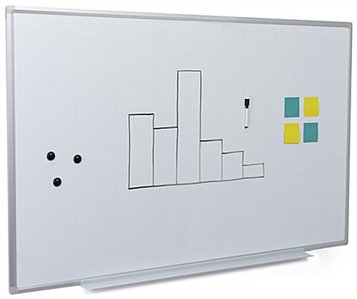 This Ghost Grid Magnetic Whiteboard Has an Attachable Marker Tray 60 inch x 36 inch ghost grid magnetic whiteboard