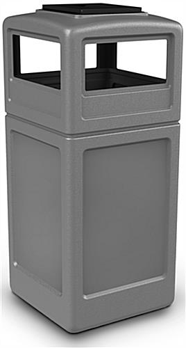 Nude View of Gray Trash Can with Ash Tray Gray Trash Can with Ash Tray & Top