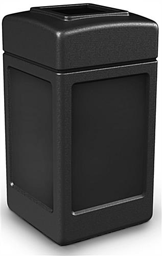 Nude View of Black Waste Container Black Waste Container with 42 Gallon Capacity