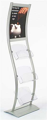 This wave rack displays 18x24 graphics floorstanding wave rack