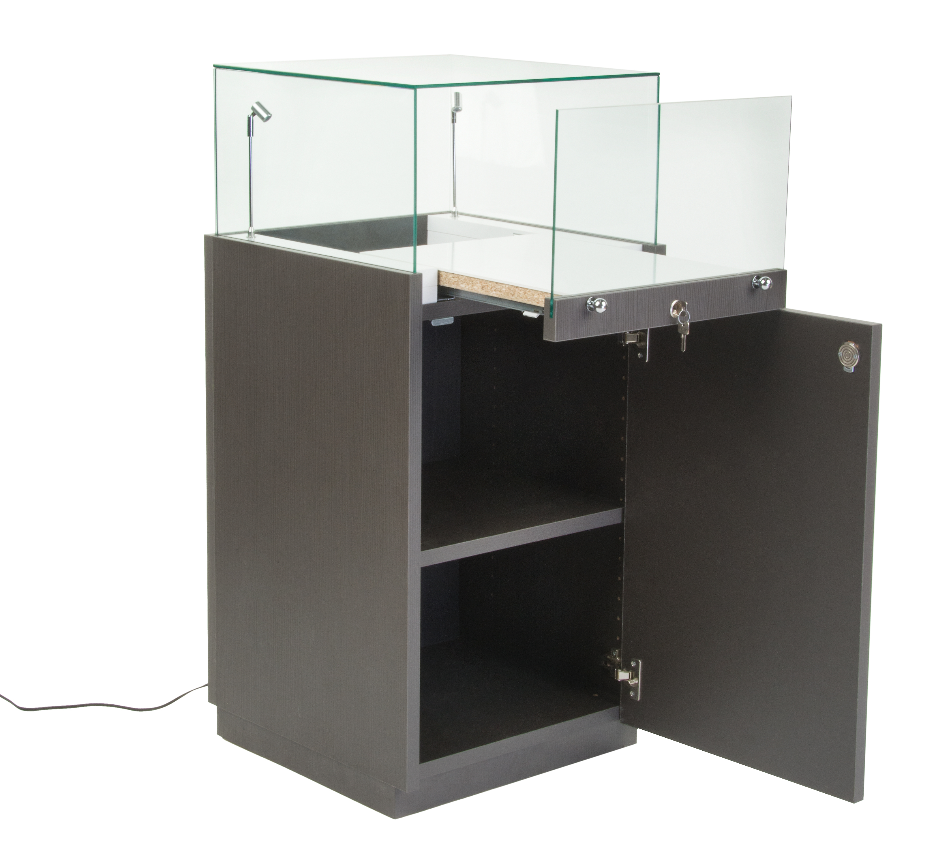 Pedestal Display Case | (2) Tilting LED Lights & Slide Out Exhibit ...