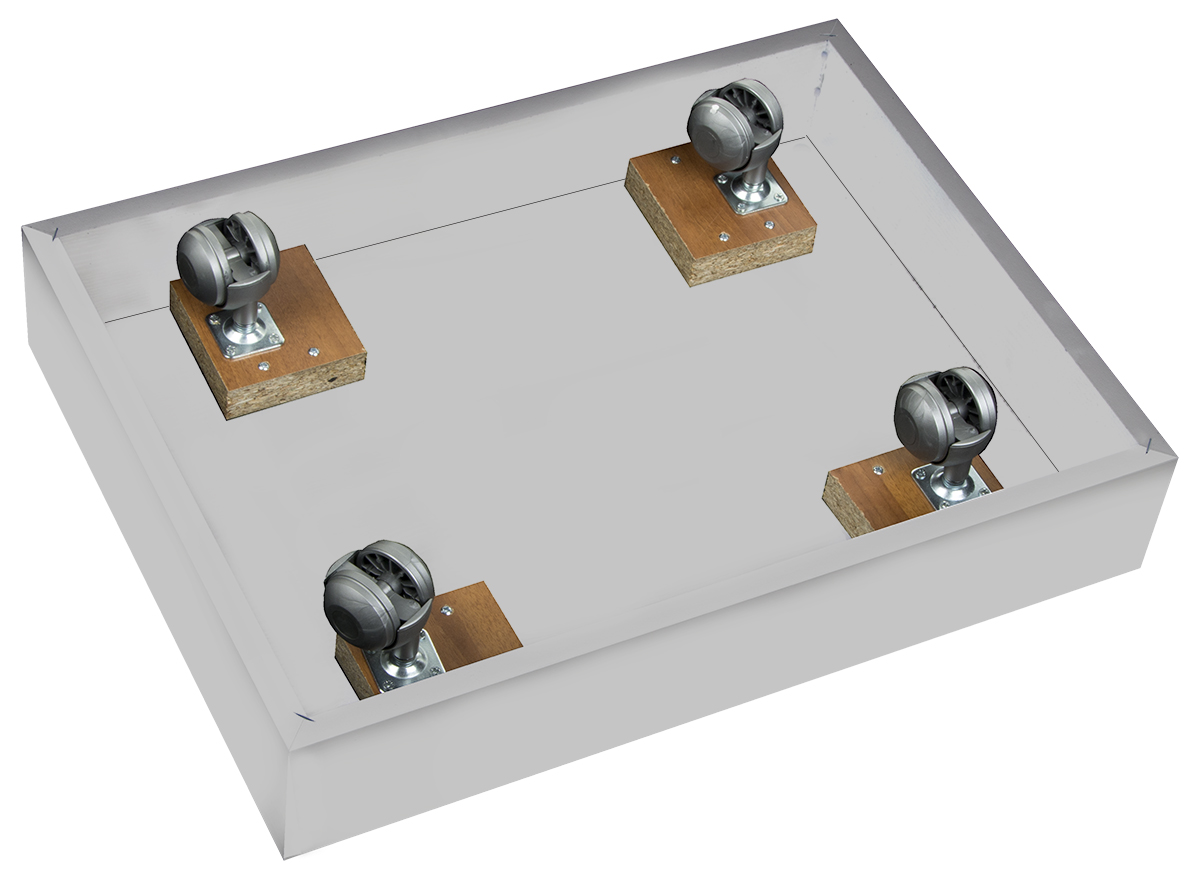 21.5" Glass Display Case with 5 Shelves, Top Lights, Wheels, Hinged Door - Silver - Image 4