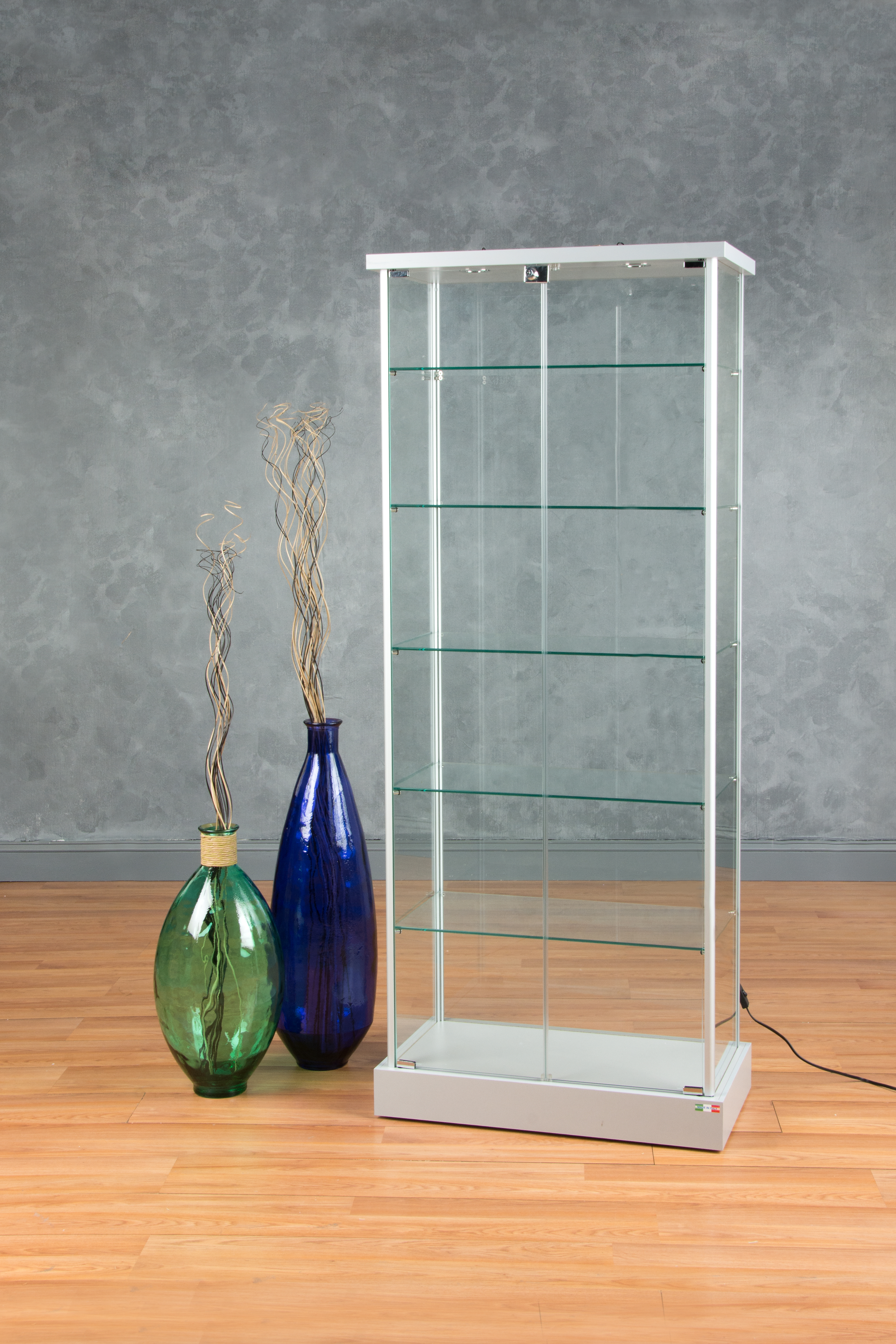 FixtureDisplays® 40X16.5X78 Glass Showcase Display Case with LED Lights  5-Tier Shelf Floor Stand 119956 