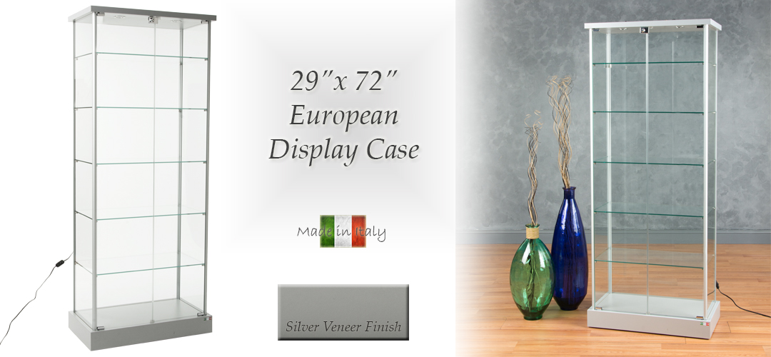 FixtureDisplays® 40X16.5X78 Glass Showcase Display Case with LED Lights  5-Tier Shelf Floor Stand 119956 