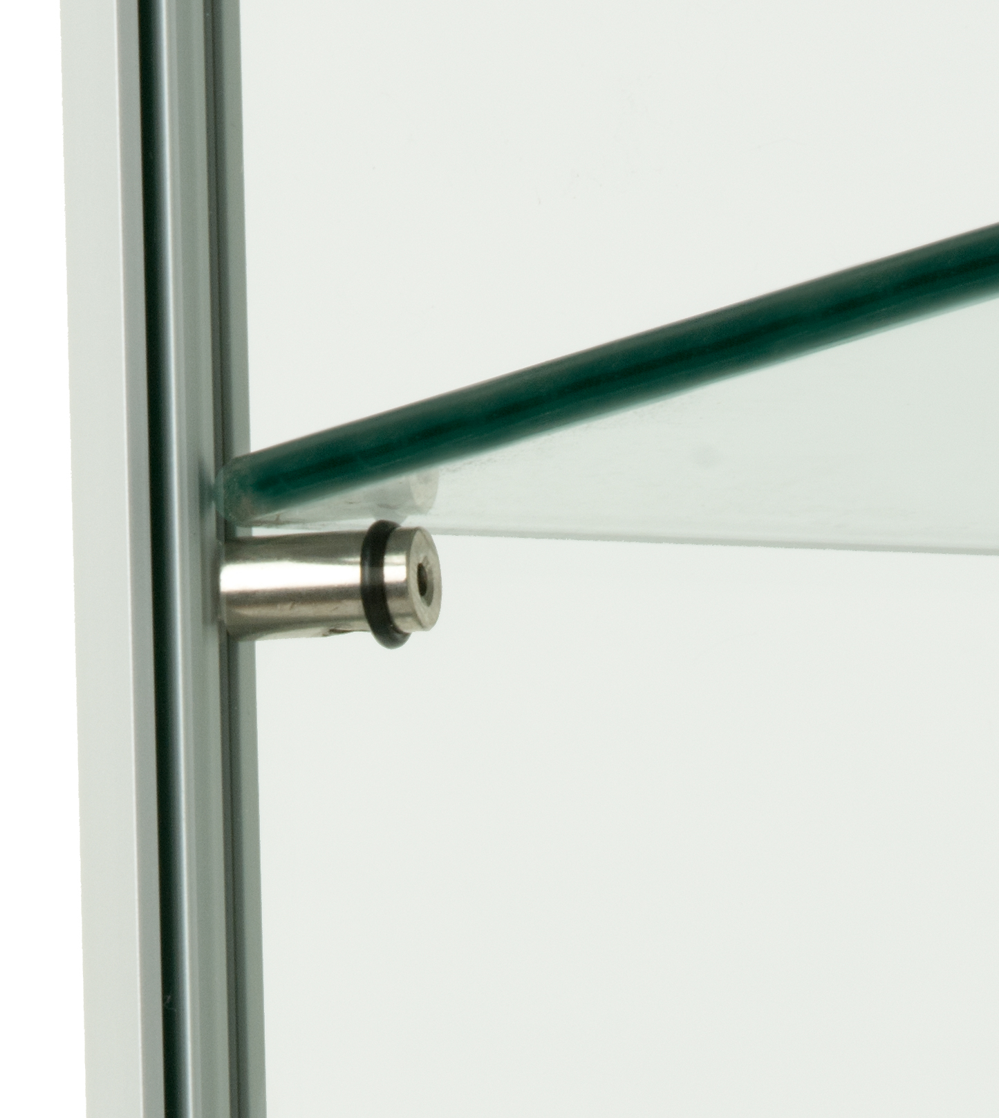 37" Glass Display Case w/5 Shelves, 2 Top Lights, Hidden Wheels & Hinged Door - Black - Image 5