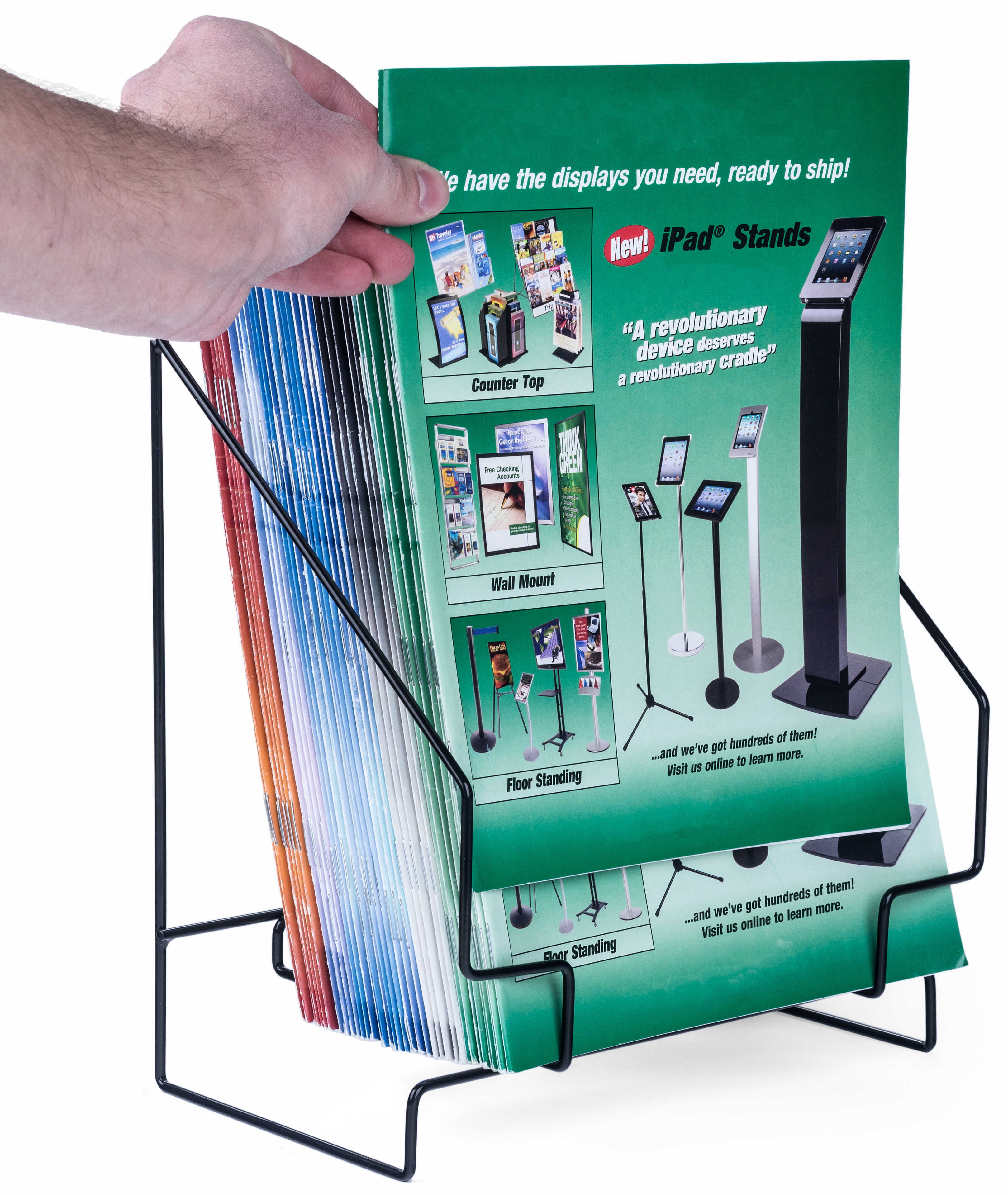 Black Magazine Rack | 6” Deep Pocket | Displays2Go