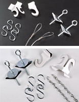 These hardware kits include everything needed to suspend a poster display  from the ceiling.