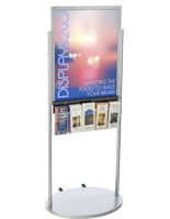 Poster Display Racks Silver Double-Sided with 5 Brochure Holders