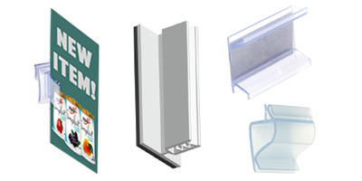 Gripper and adhesive style shelf sign holder