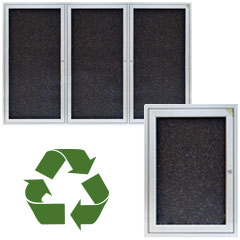 Bulletinboards with recycled rubber tack surfaces