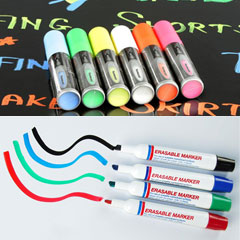 Dry erase and wet erase markers