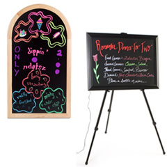 Black write-on boards accept brightly colored markers