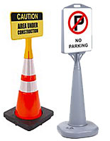 Parking lot signs with safety messaging