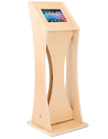 Wooden iPad floor stand with minimal assembly