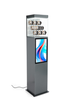 Exhibit pedestal case with video screen and Android 11 operating system