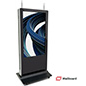 Double-sided digital vertical touchscreen kiosk with 2-sided panels