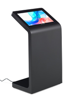 Floor standing touch screen kiosk with sleek black colorway