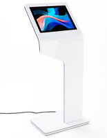 Touch screen interactive kiosk with camera is made of aluminum and steel construction