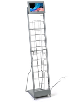 Silver digital signage video literature rack