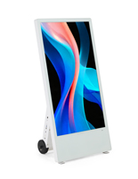 Mobile digital signage with wheels for mobility