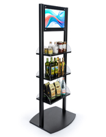 Black digital sign merchandising shelves