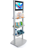 Merchandising Shelves with Digital Sign & Built-in Speakers