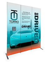 Fabric banner display stand with magnetic aluminum frame