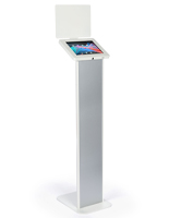 White  iPad kiosk with panel with slim modern design