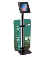 Branded iPad survey stand with personalized graphics