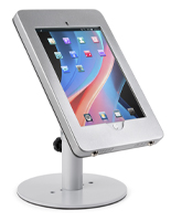 Countertop iPad Pro tablet holder in powder-coated silver