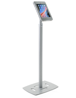 iPad Pro POS floor stand in silver finish metal