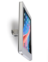 Glossy Silver secure iPad wall mount tilts up and down