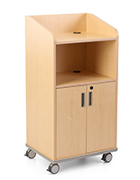 Modern Floor Lectern on Wheels with locking cabinet