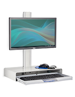 Monitor and keyboard wall mount with retractable tray