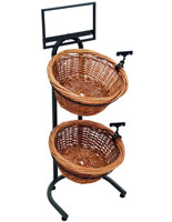 End Cap 2 Tier Wicker Basket Stand