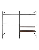 Industrial Outrigger Wall Unit with 2 Brown Shelves