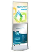 Silver Dual 22 x 28 Mobile Poster Display, 63" in Height