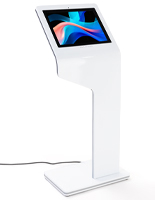 Touch screen interactive kiosk with camera is made of aluminum and steel construction