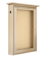 Outdoor menu display case with swinging cabinet door