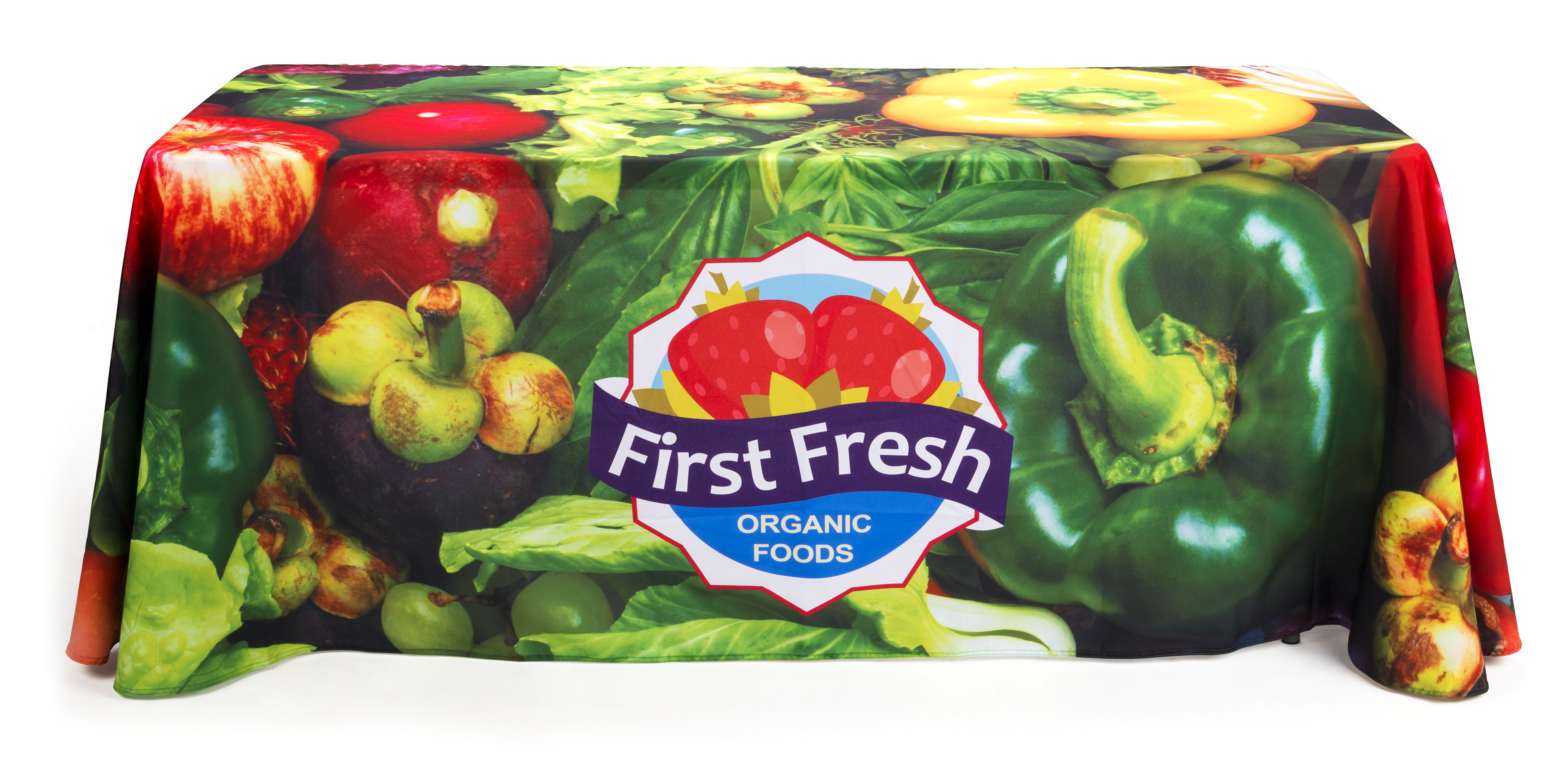 4', 6', or 8' Fabric Table Cloth, Open or Closed Back - Full Color Custom Printing - Image 2