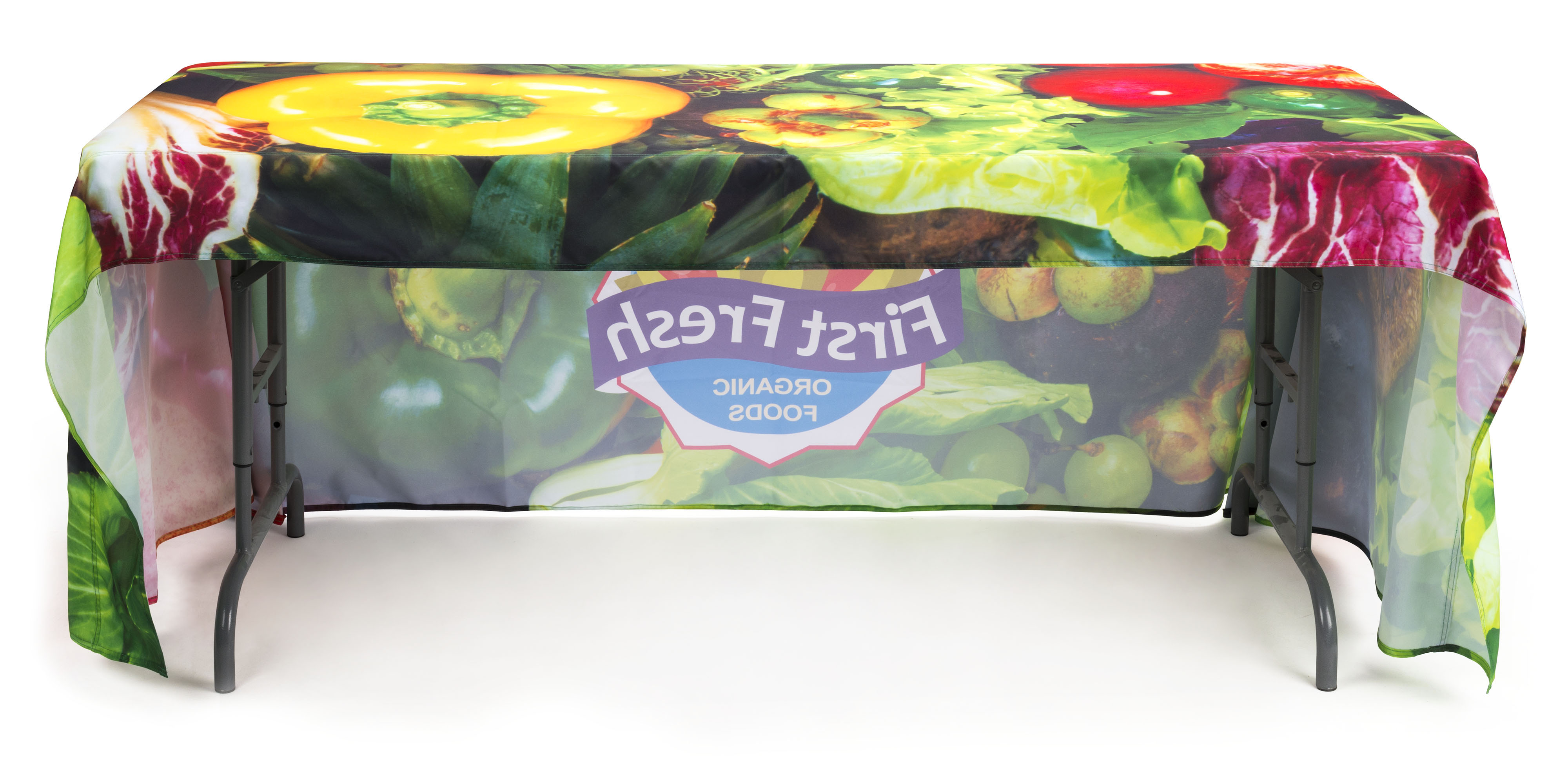 4', 6', or 8' Fabric Table Cloth, Open or Closed Back - Full Color Custom Printing - Image 3