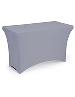 Gray stretch table cloth with 4 foot design