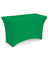 Kelly green stretch table cloth with polyester material
