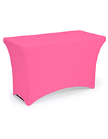 Pink stretch table cloth with fire retardant material