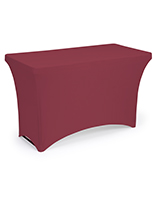 Burgundy stretch table cloth with clean seamless look