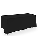 Black 3-sided event table cloth with 6 foot length