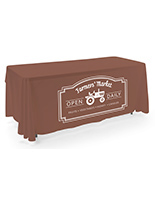 Brown open back tablecloth with heat transferred imprint