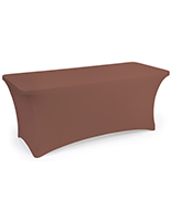 Brown stretch table cloths with wrinkle resistant fabric 