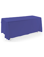 Blue 3-sided event table cloth with 6 foot length